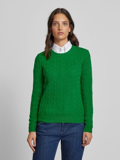 Polo Ralph Lauren Pullover met kabelpatroon, model 'JULIANNA' Donkergroen - 4