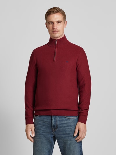 Fynch-Hatton Gebreide pullover met labelstitching Bordeaux - 4