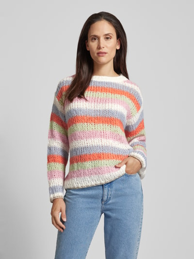 Rich & Royal Gebreide pullover met ronde hals Lichtroze gemêleerd - 4