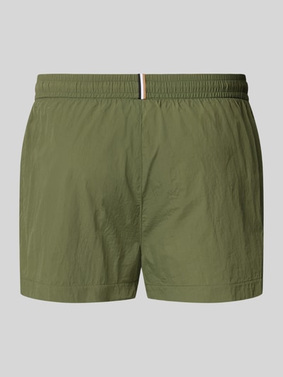 Produktfoto, Regular Fit Badeshorts mit Label Print Modell 'MOONEYE' von BOSS, efekt: jednolity kolor, elastyczny ściągacz z tunelem, wpuszczane kieszenie