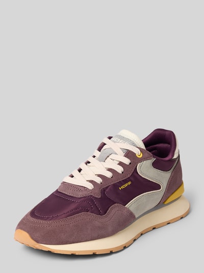 Produktfoto, Sneaker aus Leder-Mix mit Logo-Detail Modell 'City' von HOFF, abgerundete Passform, lila und grau, neutrale Oberfläche
