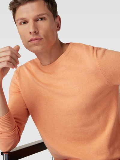 Tom Tailor Strickpullover mit gerippten Abschlüssen Orange Melange 3