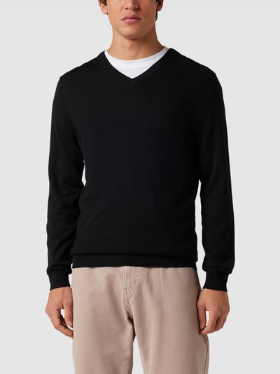 MCNEAL Strickpullover mit geripptem V-Ausschnitt Schwarz 4