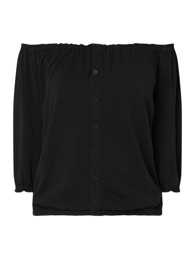 Review Off Shoulder Blusenshirt mit Zierknopfleiste  Black 2