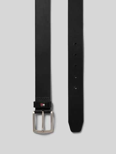 Produktfoto, Ledergürtel mit Dornschließe von Tommy Hilfiger aus Echtleder mit feiner Narbung, Logo-Prägung, Gürtelbreite: 3,5 cm, Schwarz