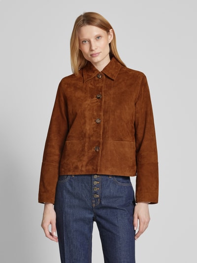 Zadig & Voltaire Jacke in Leder-Optik mit Eingrifftaschen Modell 'LESSA' Cognac 4