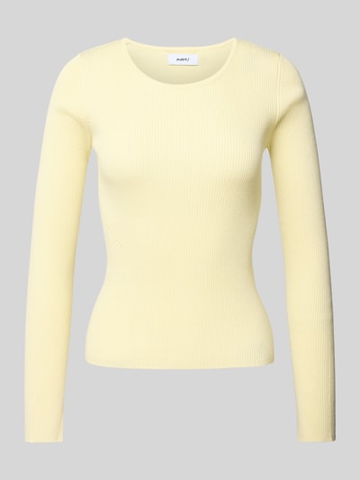 Moves Longsleeve in Ripp-Optik mit Rundhalsausschnitt Modell 'Twisti' Hellgelb 2