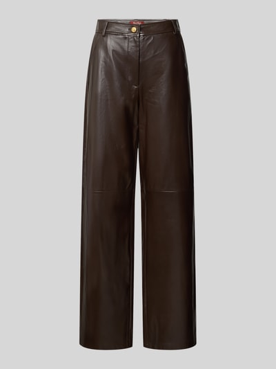 Max Mara Studio Tapered Fit Lederhose aus echtem Lammleder Dunkelbraun 2