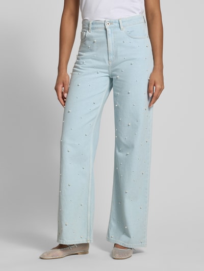 Jake*s Casual Wide Leg Jeans mit Perlen Hellblau Melange 4