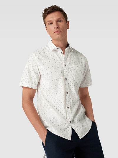 Tom Tailor Regular fit vrijetijdsoverhemd met all-over motief Offwhite - 3