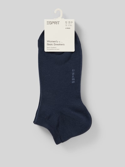 Esprit Sneakersocken mit gerippten Bündchen Modell 'Solid' im 4er-Pack Dunkelblau 3