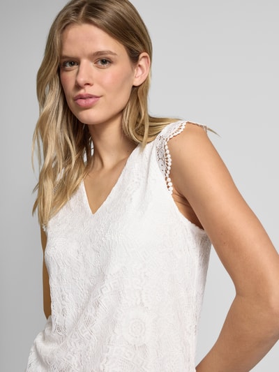 Pieces Regular fit top met kant, model 'COLLINE' Offwhite - 3