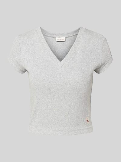 Calvin Klein Jeans T-shirt met labeldetail Lichtgrijs gemêleerd - 2
