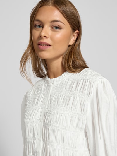 Neo Noir Slim fit overhemdblouse met ballonmouwen, model 'Mocca' Wit - 3