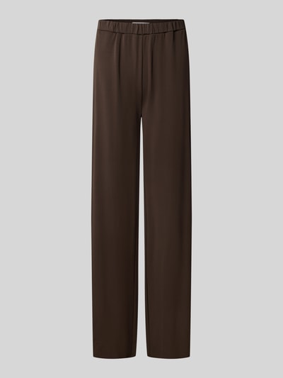 Produktfoto, braune Straight Fit Hose aus Viskose-Mix Modell 'Saumi' von Samsøe Samsøe mit elastischem Bund und glatter Textur.