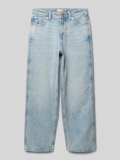 Produktfoto, Baggy Fit Jeans im 5-Pocket-Design Modell 'ALEX' von Jack & Jones, reine Baumwolle, hellblaue Waschung, sichtbare Nähte, Knopf- und Reißverschluss