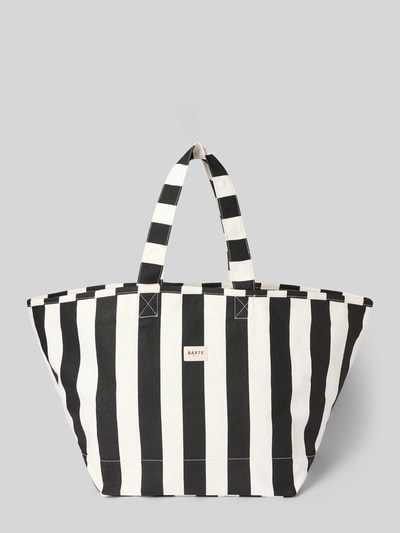 Produktfoto, Shopper im Allover-Look Modell 'JUNO' von Barts, czarno-białe paski, bawełna, szerokość w rozmiarze 1: 35 cm, długość 37 cm, głębokość 35 cm, długość paska na ramię 57 cm