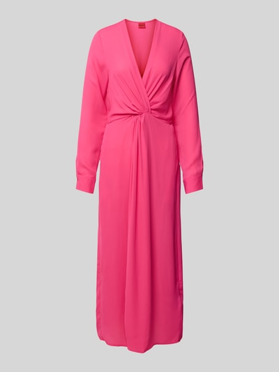 HUGO Midi-jurk met knoopdetail, model 'Koventi' Felroze - 2