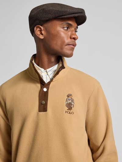 Polo Ralph Lauren Fleecepullover met opstaande kraag en stitching Camel - 3