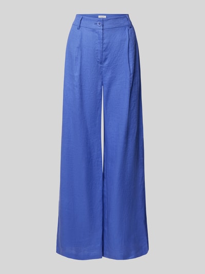 Christian Berg Woman Wide Leg Leinenhose mit Bundfalten Blau 2