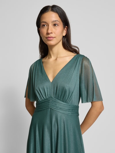 Christian Berg Cocktail Abendkleid mit V-Ausschnitt Schilf Melange 3