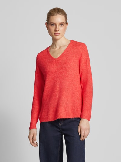 Vero Moda Regular Fit Strickpullover in Melange Modell 'CREWLEFILLE' Rot 4