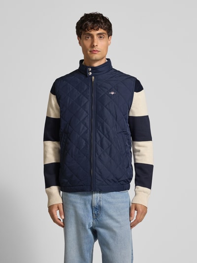 Gant Bodywarmer met opstaande kraag en labelstitching Marineblauw - 4