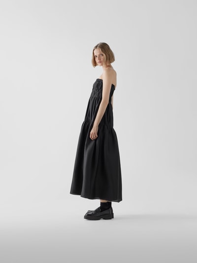 Sir Seidenkleid mit Smok-Details Schwarz 4