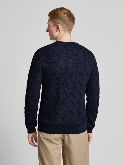 SELECTED HOMME Gebreide pullover met structuurmotief, model 'CALLIS' Donkerblauw - 5