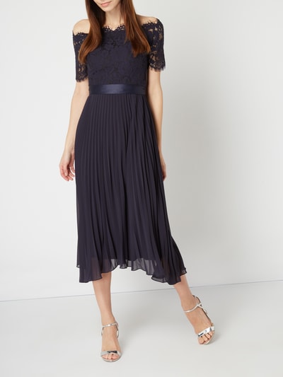 Coast Cocktailkleid mit plissiertem Rockteil Marine 1