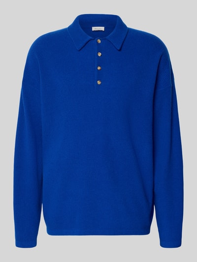 Produktfoto, Relaxed Fit Pullover mit Kaschmir-Anteil Modell 'RAXOW' von American Vintage in kräftigem Blau, Strick-Optik, Polokragen, Langärmelig, Material-Mix