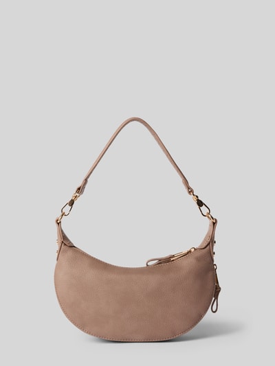 Produktfoto, Shoulder Bag in Leder-Optik Modell 'Kaliska' von Liu Jo White, beige Farbe, strukturierte Oberfläche, Logo-Detail, goldfarbene Elemente, abnehmbarer Schulterriemen, Maße 26x17x8 cm, Hauptfach mit Reißverschluss.