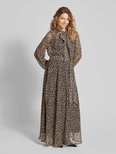 Be Pure Dutch Maxi-jurk met strikceintuur Donkerbruin - 1