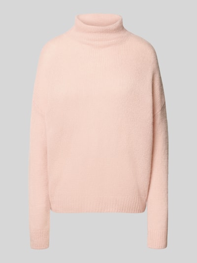 Produktfoto, Strickpullover aus Kaschmir-Mix mit Stehkragen von Hemisphere, Damen Strickpullover in zartem Rosé, Relaxed Fit, feine Struktur