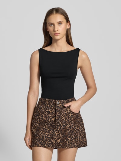 Gina Tricot Top z dekoltem w łódkę Czarny 4