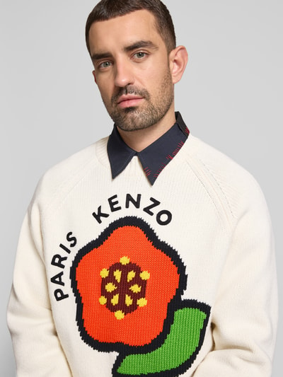 Kenzo Wollpullover in Strick-Optik Offwhite 3