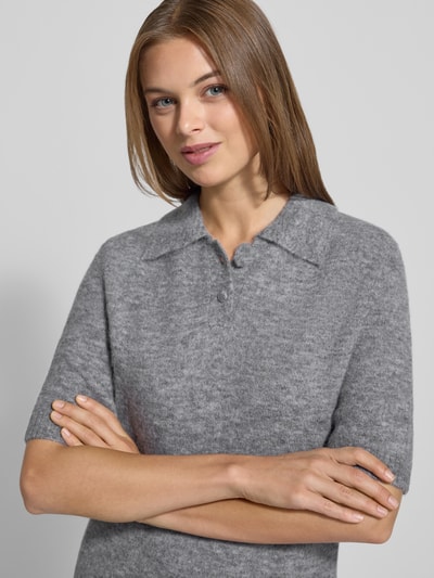 Stefanel Strickpullover aus Woll-Mix mit Polokragen und 1/2-Arm Mittelgrau Melange 3
