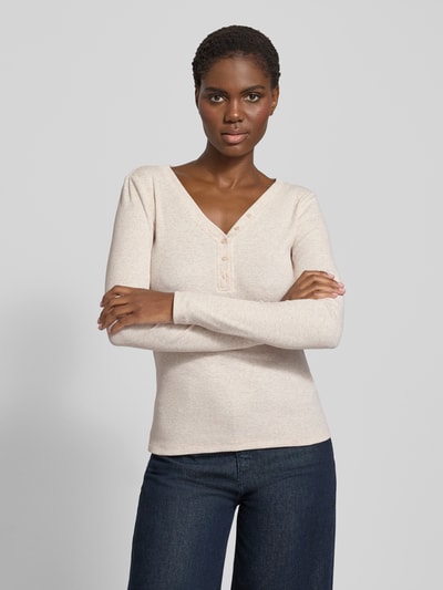 s.Oliver RED LABEL Bluzka z długim rękawem o kroju slim fit z ozdobną listwą guzikową Złamany biały 4