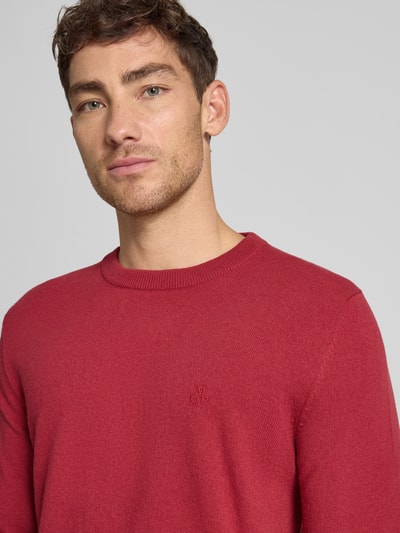 Marc O'Polo Sweter z dzianiny o kroju regular fit z mieszanki bawełny i żywej wełny Rdzawoczerwony 3