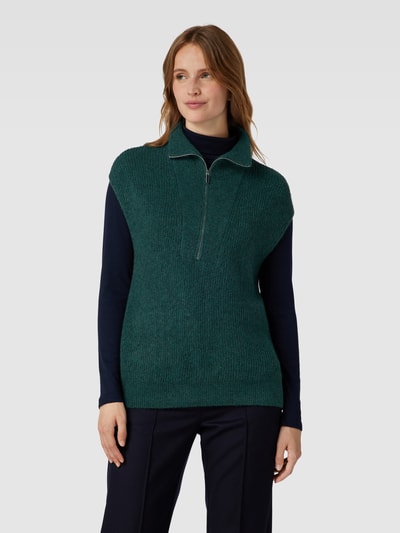 OPUS Sweter z dzianiny z kołnierzem model ‘Peisini’ Butelkowy zielony melanż 4