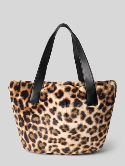 Liu Jo White Tote Bag mit Kunstfellbesatz Mittelbraun 4