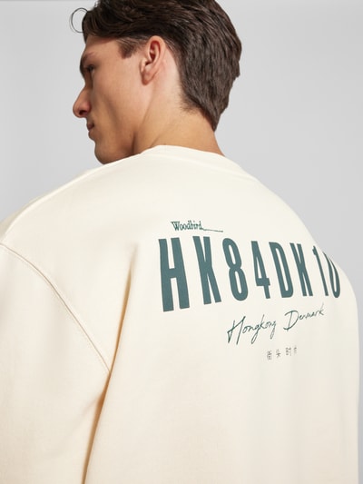 WOODBIRD Sweatshirt met labelprint, model 'CANE' Offwhite - 3