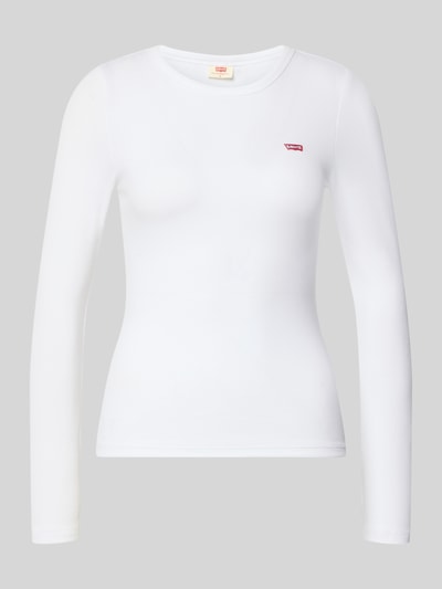 Produktfoto, weißes Slim Fit Langarmshirt aus Baumwoll-Mix Modell 'HAYES' von Levi's®, glatte Oberfläche, Damen Langarmshirt