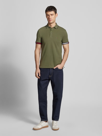 Tommy Hilfiger Slim fit poloshirt van een mix van katoen en elastaan Olijfgroen - 1