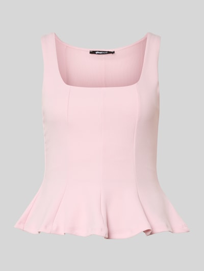 Produktfoto, Slim Fit Top in Falten-Optik von Gina Tricot in Rosa, ärmellos, elastischer Material-Mix, strukturierte Oberfläche.