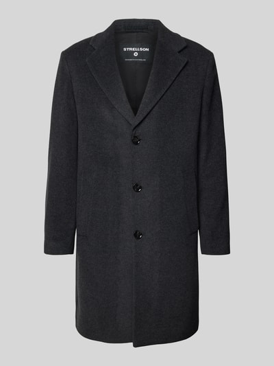 Strellson Regular fit lange wollen jas met kasjmier, model 'ADRIA 3.0' Antraciet - 2