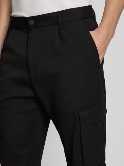 HUGO Tapered Fit Cargohose mit Strukturmuster Modell 'Glavin' Black 3