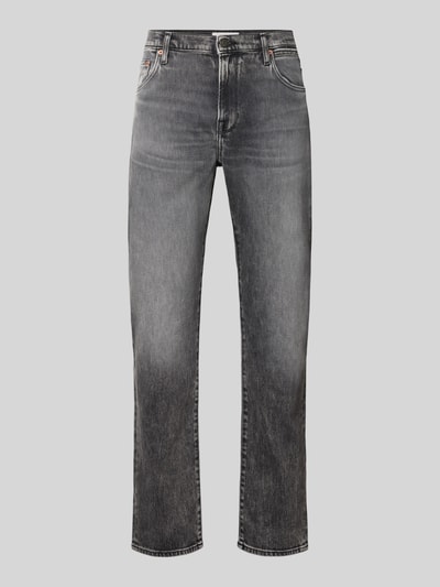 Produktfoto, Straight Fit Jeans mit Eingrifftaschen Modell 'AIDEEN' von Replay in grauer Waschung, Baumwoll-Elasthan-Mix, sichtbare Struktur