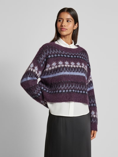 BOSS Orange Oversized Strickpullover mit Rundhalsausschnitt Modell 'FIMOSA' Aubergine 4