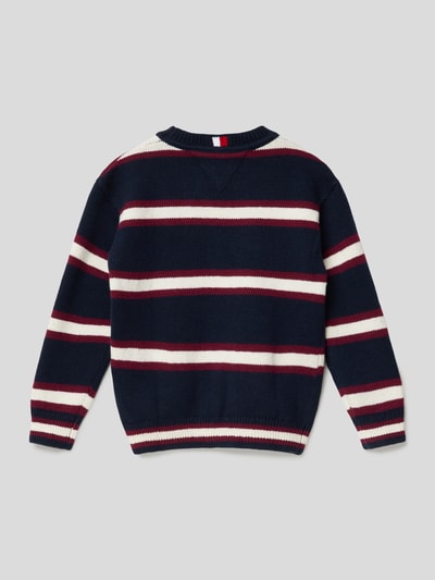 Tommy Hilfiger Teens Sweter z dzianiny ze wzorem w paski model ‘MONOGRAM’ Granatowy 3